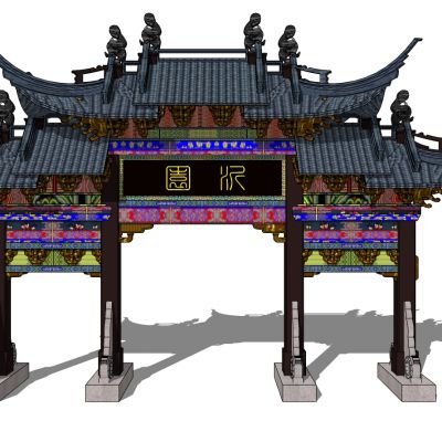 中式古建牌坊牌楼