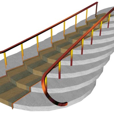 现代钢架楼梯踏步SU模型