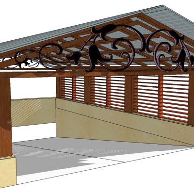 中式廊架地下车库出入口