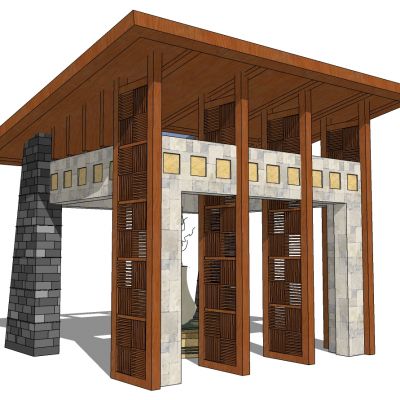 中式古建凉亭亭子