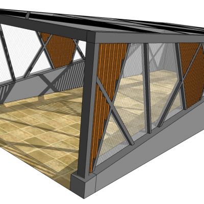 现代钢架结构车库出入口