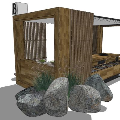 日式榻榻米亭子廊架遮阳棚景观