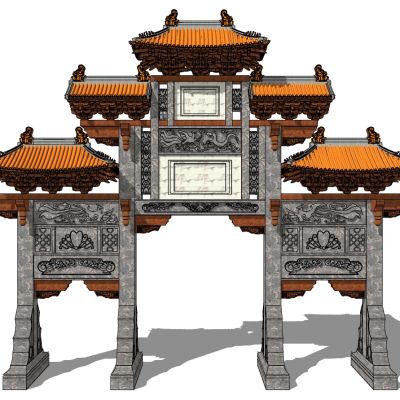 中式古建牌坊牌楼