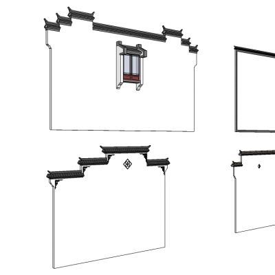 中式古典建筑徽派建筑屋檐墙檐口马头墙