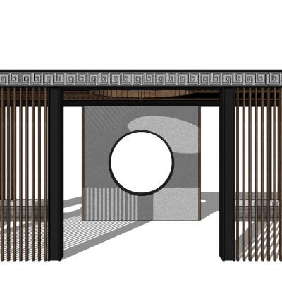 新中式公园凉亭休闲区遮阳棚