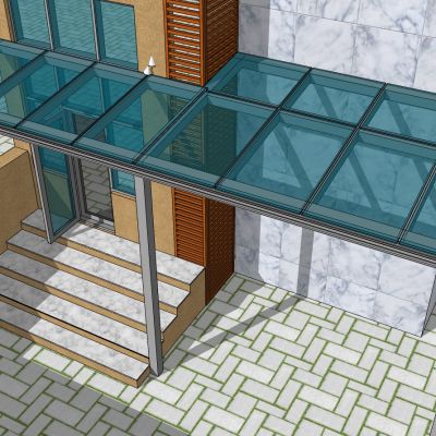 大门钢架玻璃雨棚