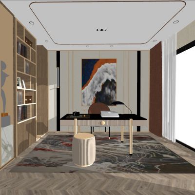 现代轻奢北欧皮革金属书桌