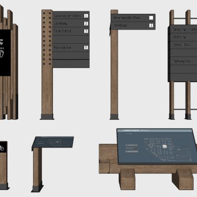 中式山庄民宿度假村公园指示导视牌宣传栏