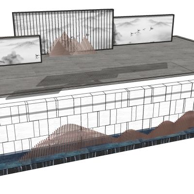 拟山水山脉铁艺背景墙水晶造型