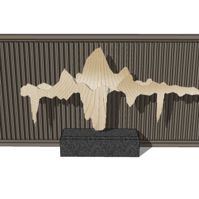 新中式抽象山脉山峰造型摆台背景墙格栅