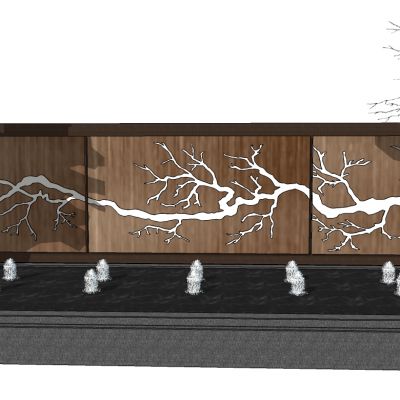 新中式梅花干枝镂空板雕刻