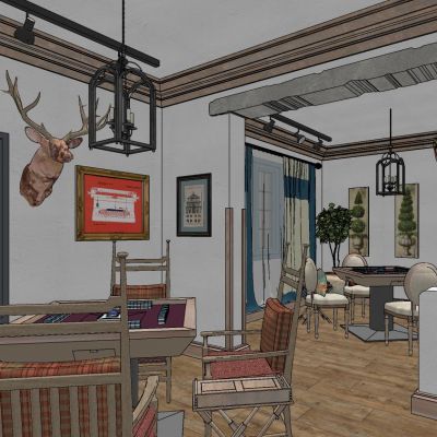 美式乡村欧式休闲娱乐室
