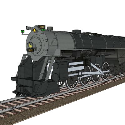 老式火车货车车头铁轨