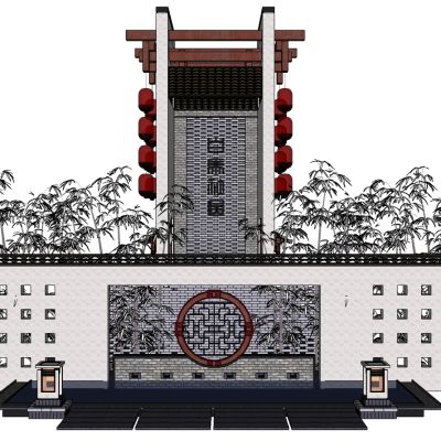 中式古建门头门楼景观