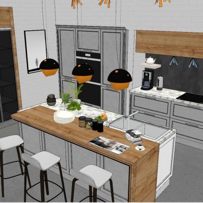 现代北欧工业风简欧式美式田园开放式厨柜