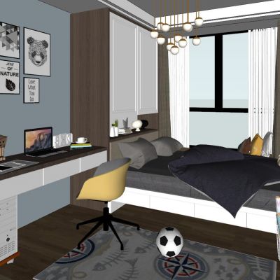 现代轻奢北欧榻榻米儿童房