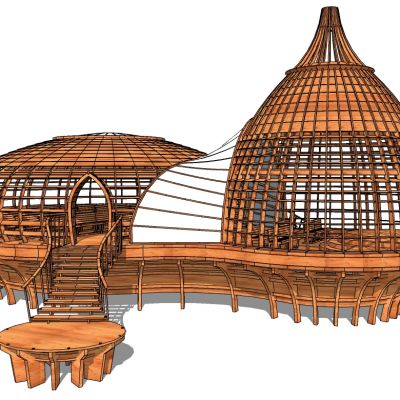 东南亚藤编鸟笼山村民宿度假小木屋