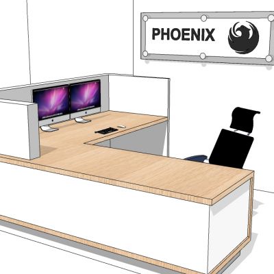 现代办公前台接待接待台服务台