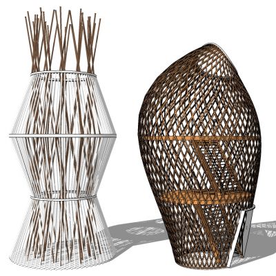 东南亚民宿藤编编制瞭望塔