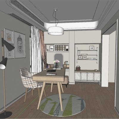 现代简约简欧北欧田园书房