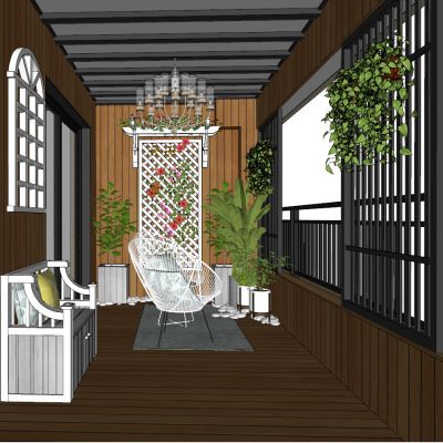 美式田园木色铁艺休闲椅