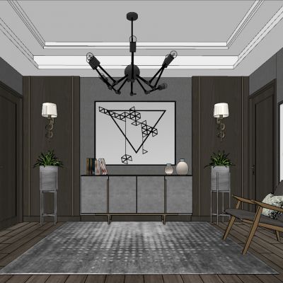 现代简约北欧新中式玄关装饰柜