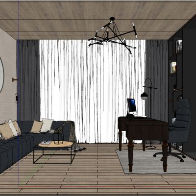 现代简约后现代港式轻奢混搭书房