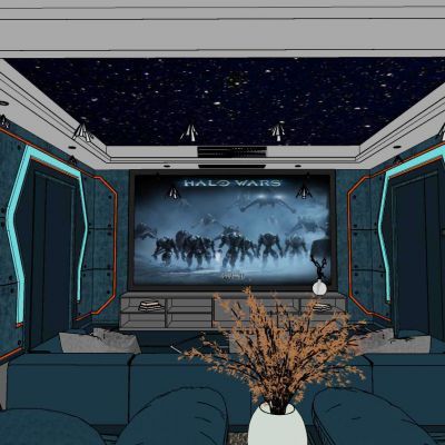 现代太空主题太空舱影音室