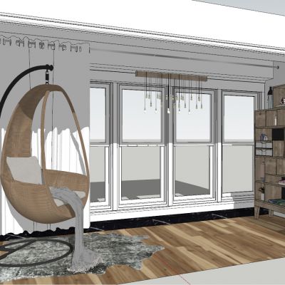 现代原木色休闲吊椅