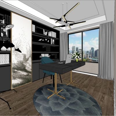 现代北欧轻奢书房