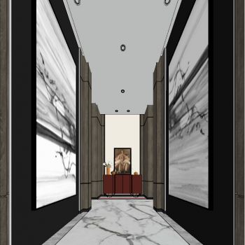 新中式现代轻奢玄关端景台装饰边柜