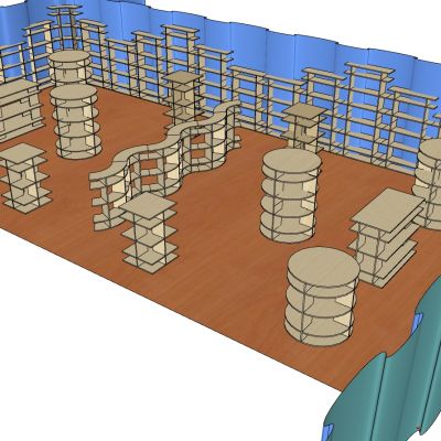 现代图书馆异形书吧木制书架