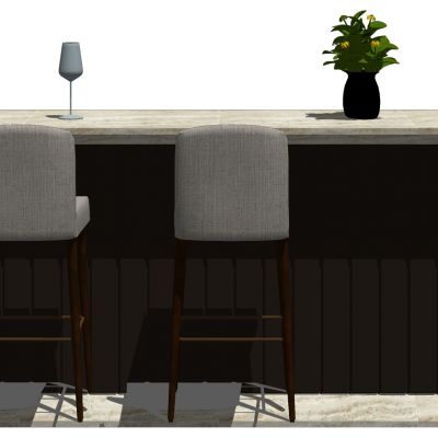 美式大理石吧台吧椅摆件组合