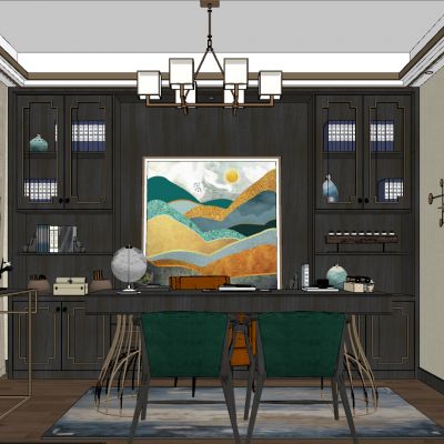 现代后现代港式古典书房