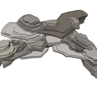 中式景石山脉梯田等高线跌级景观