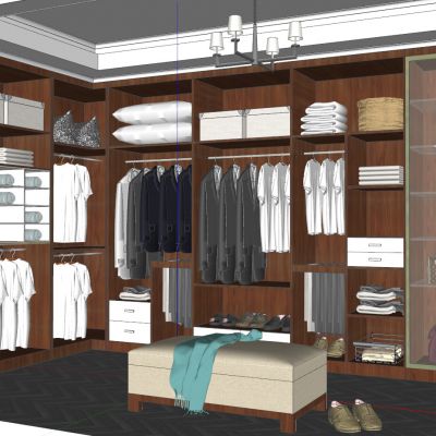 现代新中式衣帽间