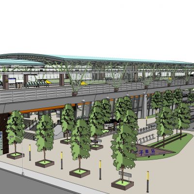 轨道列车轻轨站车站设计