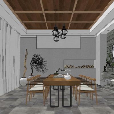 新中式现代中式泰式工业风茶室