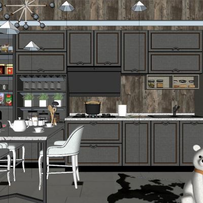 现代北欧低奢开放厨房