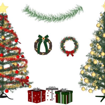 圣诞树礼品盒花环摆件饰品