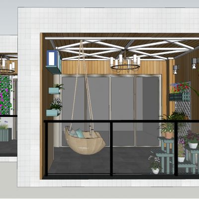 现代田园北欧精致花园阳台