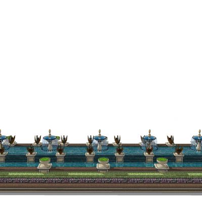 欧式水景喷泉花池水池SU模型