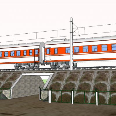 轨道列车火车列车铁路涵洞设计轨道