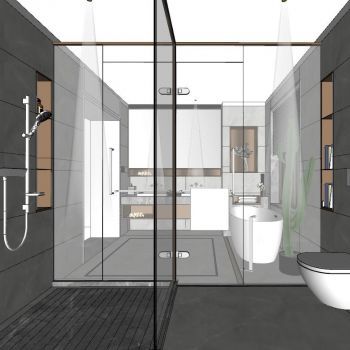 现代轻奢北欧卫生间SU模型