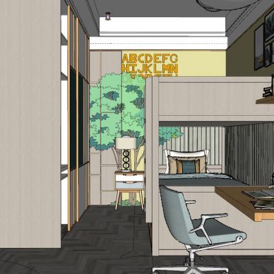 现代轻奢上下床衣柜