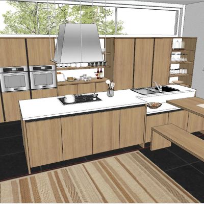 现代北欧民宿开放厨房