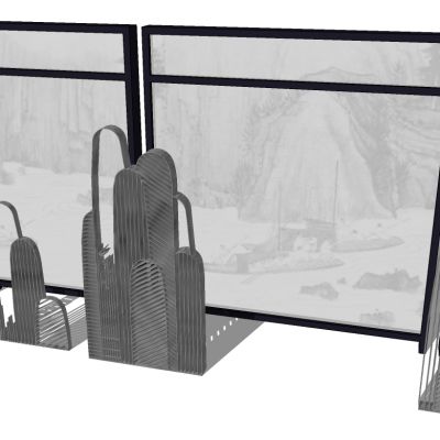 拟山水山脉铁艺背景墙水晶造型