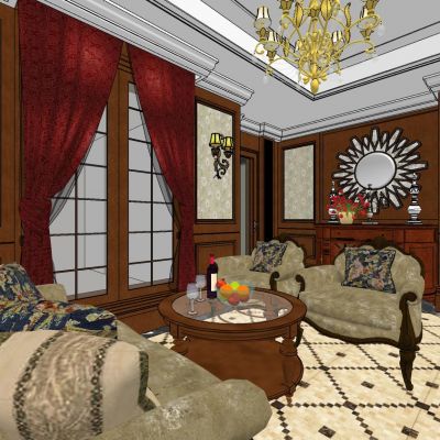 古典欧式别墅地下娱乐室