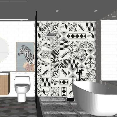 现代简约北欧花砖卫生间