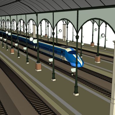 轨道列车铁路轻轨高铁列车车站